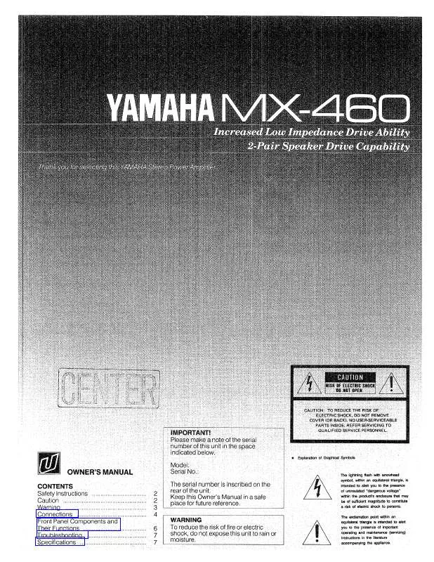 Mode d'emploi YAMAHA MX-460
