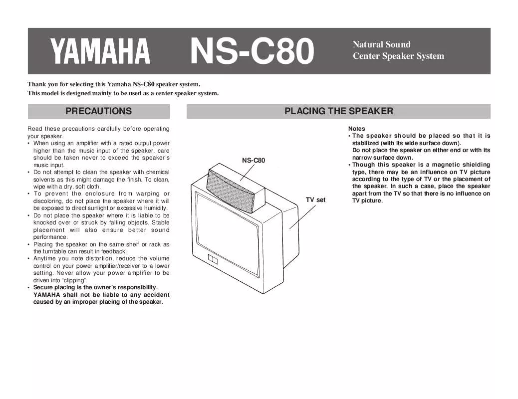 Mode d'emploi YAMAHA NS-C80