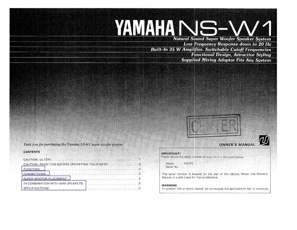 Mode d'emploi YAMAHA NS-W1