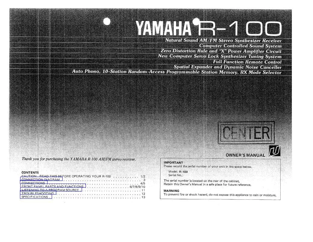 Mode d'emploi YAMAHA R-100