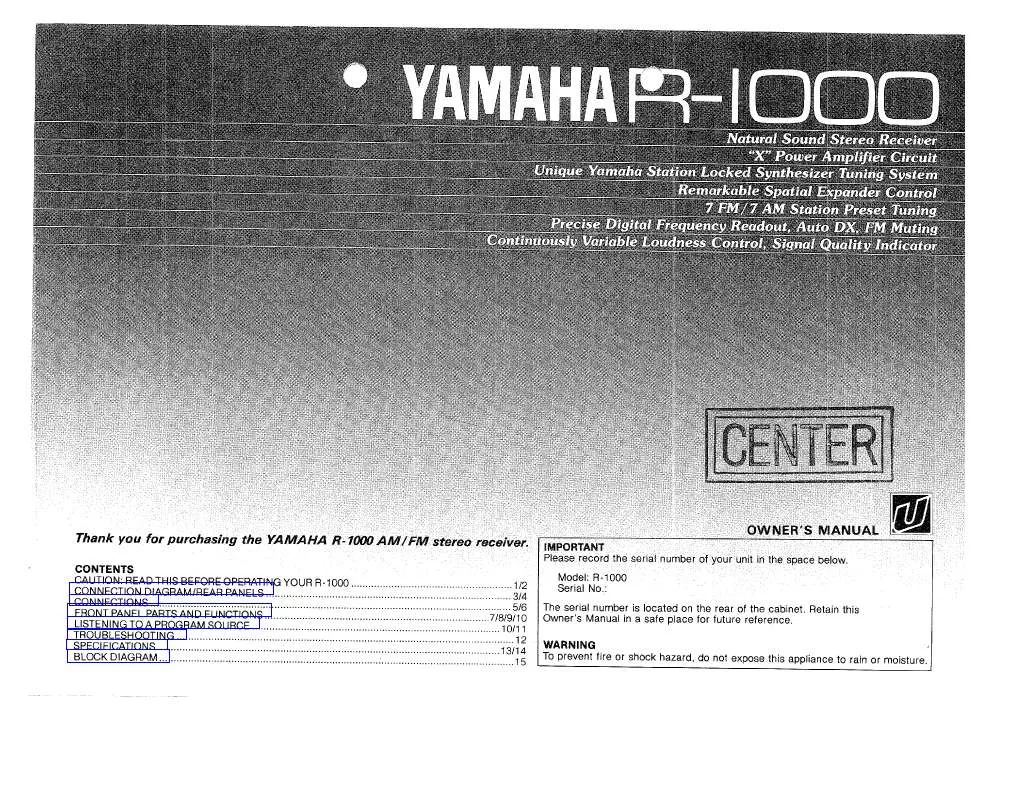 Mode d'emploi YAMAHA R-1000