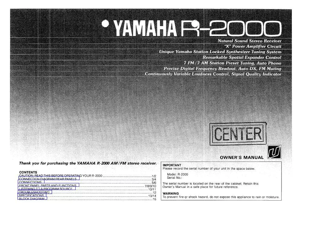 Mode d'emploi YAMAHA R-2000