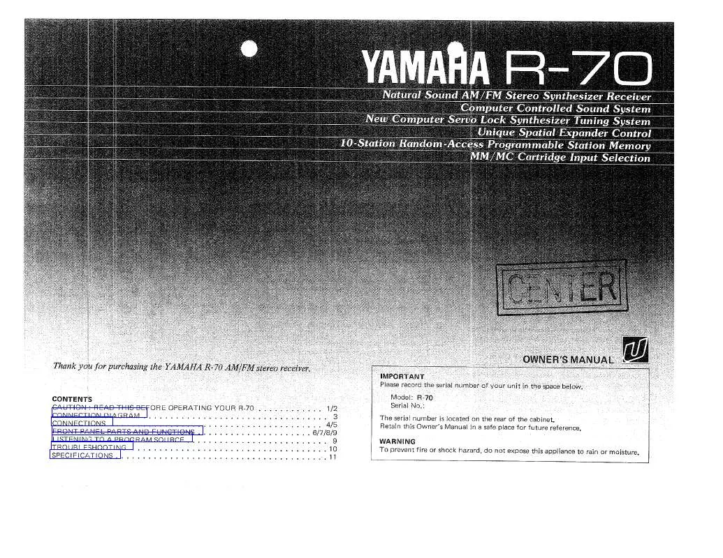 Mode d'emploi YAMAHA R-70