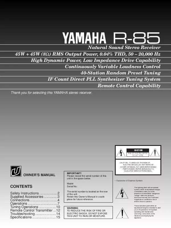 Mode d'emploi YAMAHA R-85