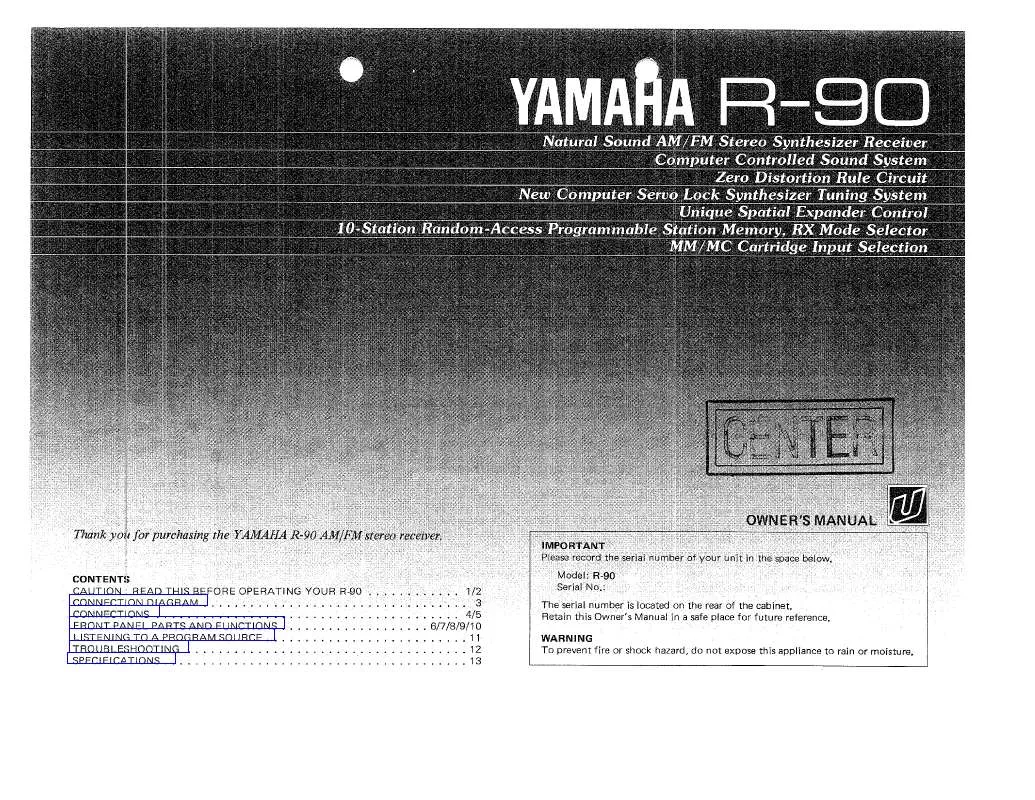 Mode d'emploi YAMAHA R-90