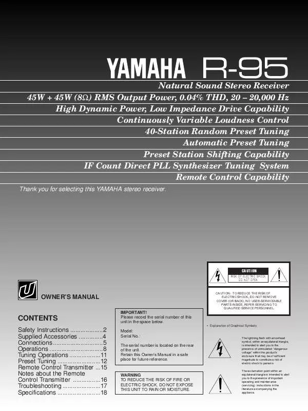 Mode d'emploi YAMAHA R-95