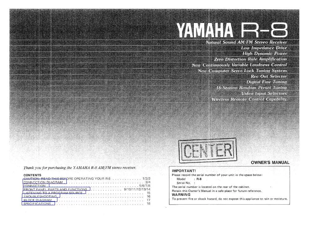 Mode d'emploi YAMAHA R8