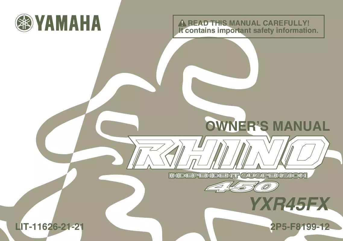 Mode d'emploi YAMAHA RHINO 450 AUTO. 4X4 SPECIAL EDITION-2008