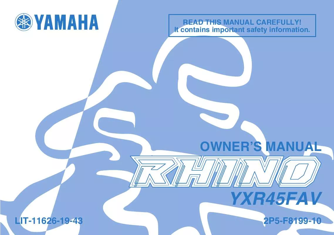 Mode d'emploi YAMAHA RHINO 450 AUTO. 4X4-2006