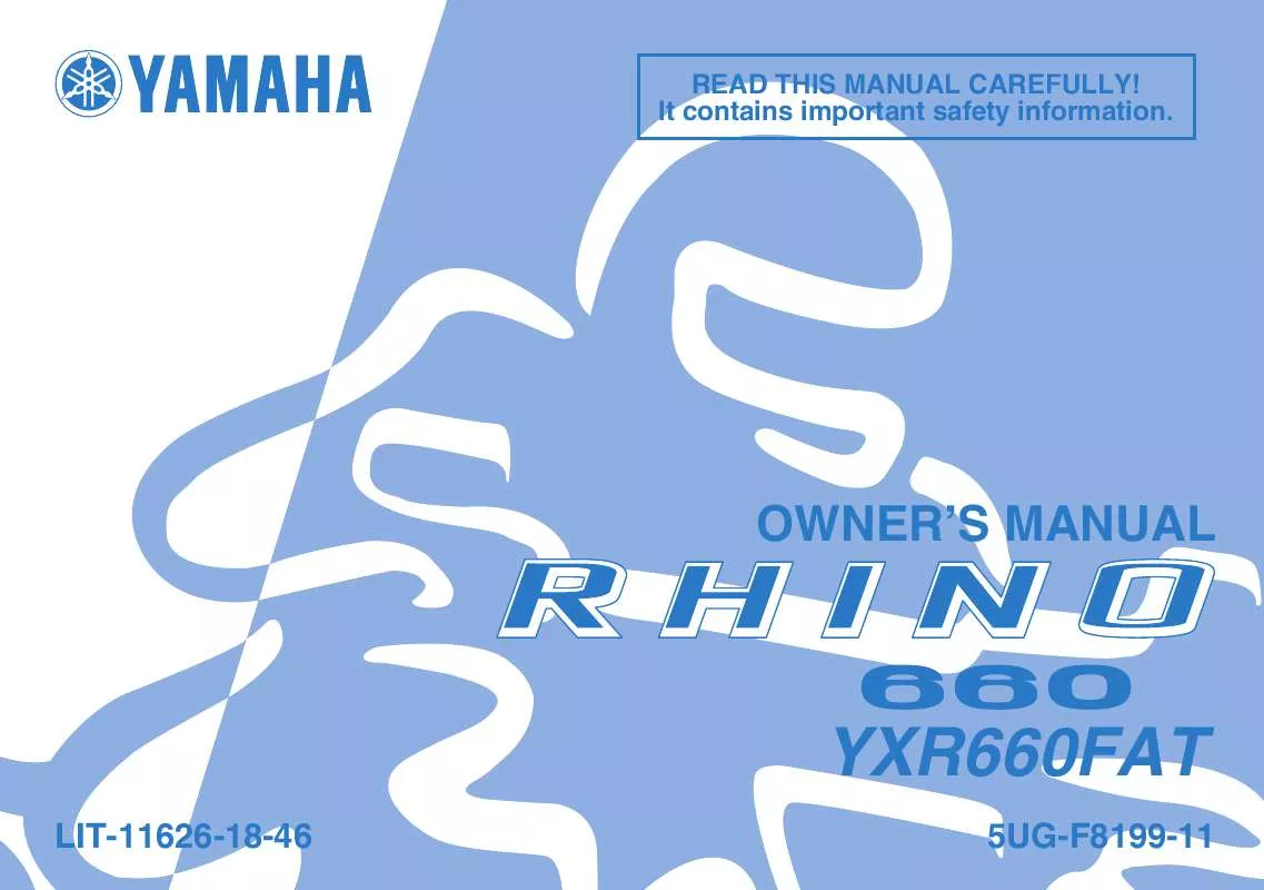 Mode d'emploi YAMAHA RHINO 660 AUTO. 4X4-2005