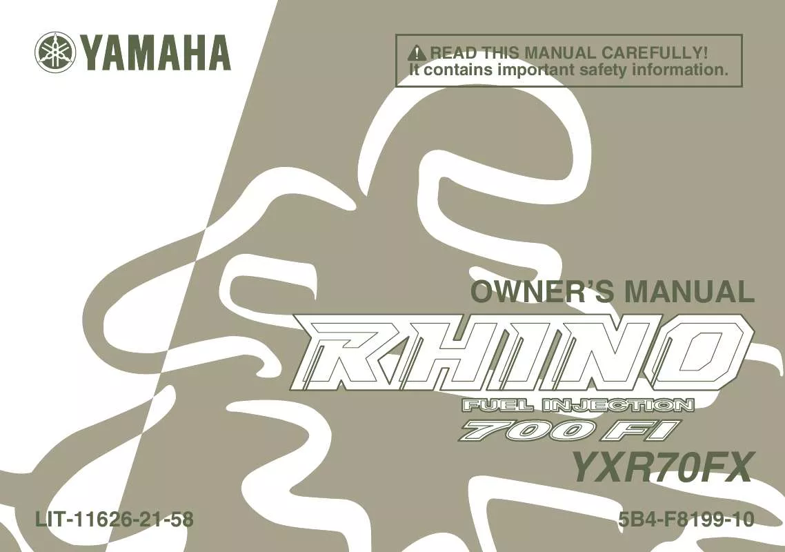 Mode d'emploi YAMAHA RHINO 700 FI AUTO. 4X4 DUCKS UNLIMITED EDITION-2008