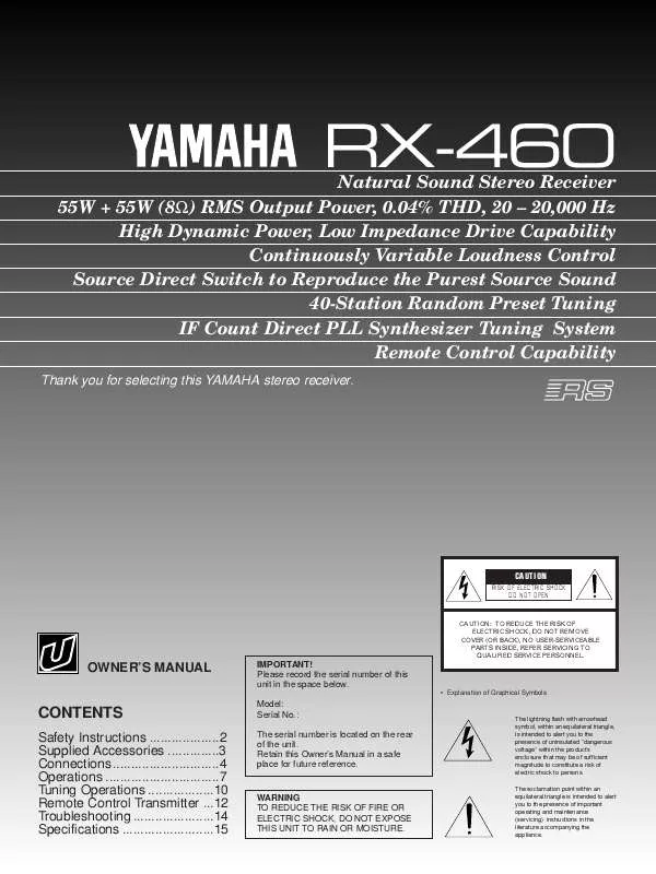 Mode d'emploi YAMAHA RX-460