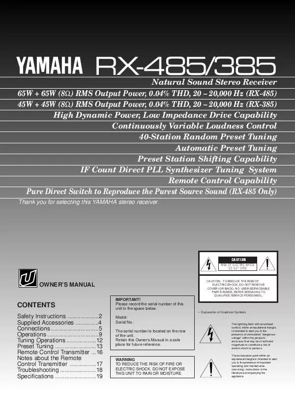 Mode d'emploi YAMAHA RX-485