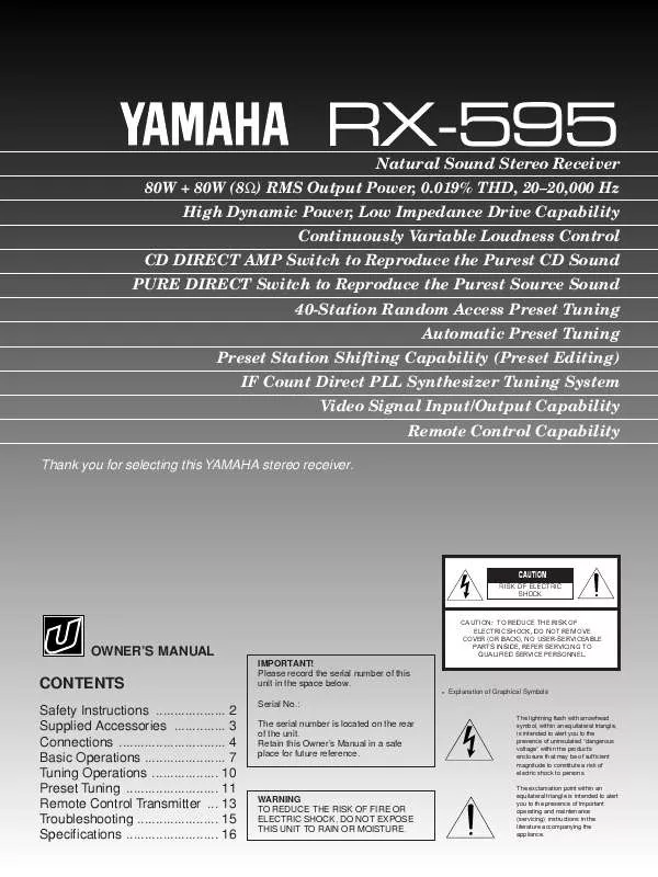Mode d'emploi YAMAHA RX-595