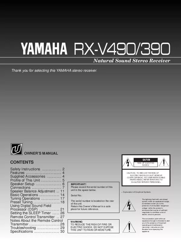 Mode d'emploi YAMAHA RX-V490