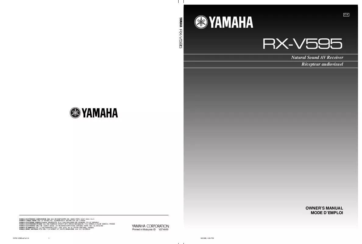 Mode d'emploi YAMAHA RX-V595