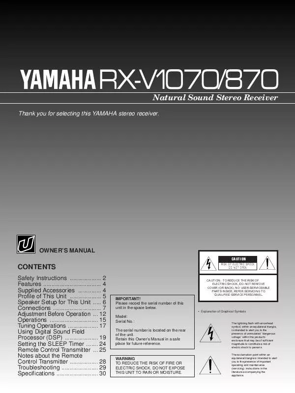 Mode d'emploi YAMAHA RX-V870