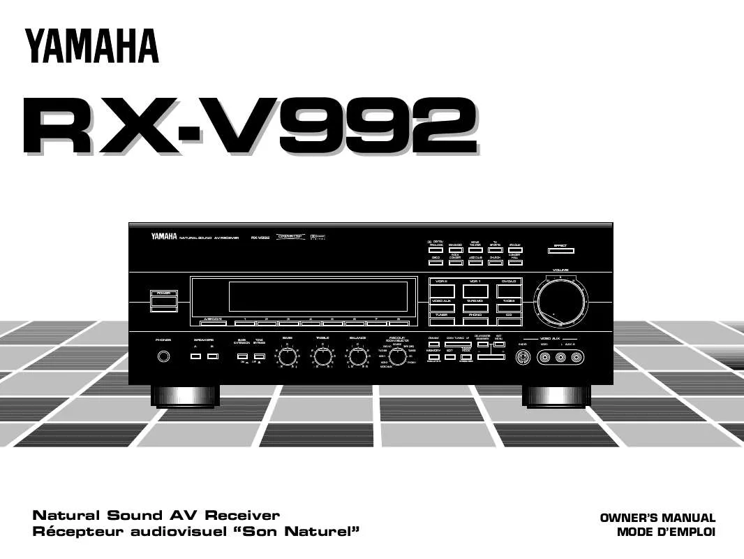 Mode d'emploi YAMAHA RX-V992