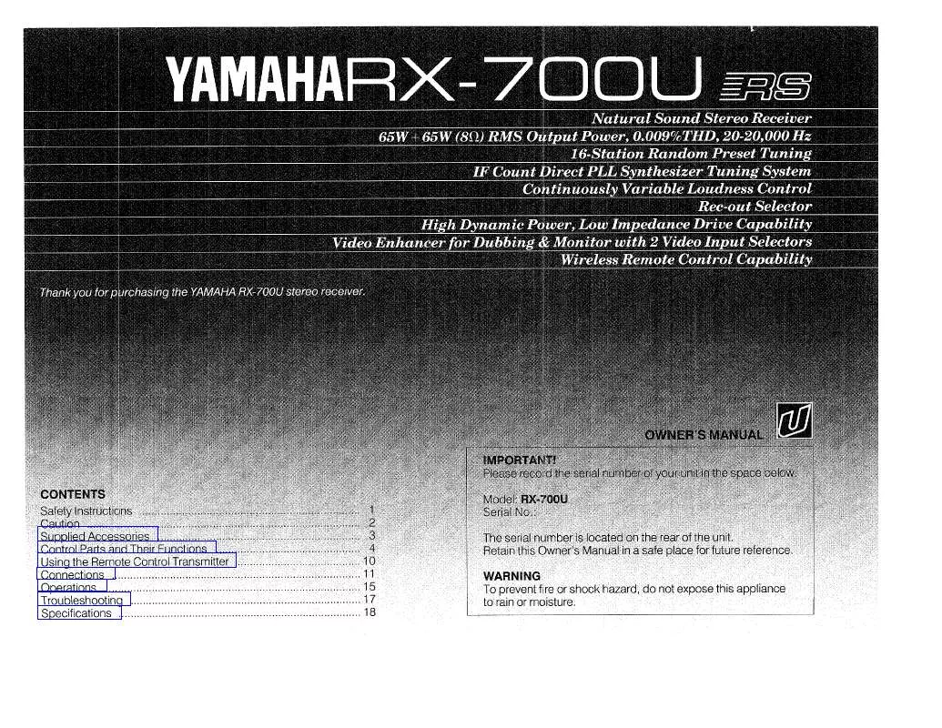 Mode d'emploi YAMAHA RX-700U
