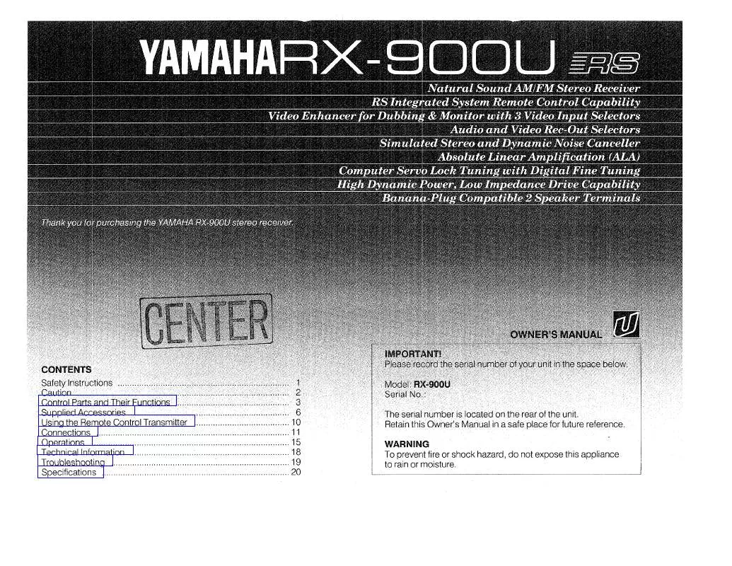 Mode d'emploi YAMAHA RX-900U
