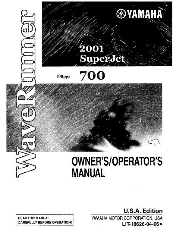 Mode d'emploi YAMAHA SUPERJET-2001