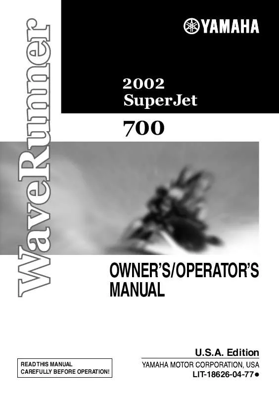 Mode d'emploi YAMAHA SUPERJET-2002