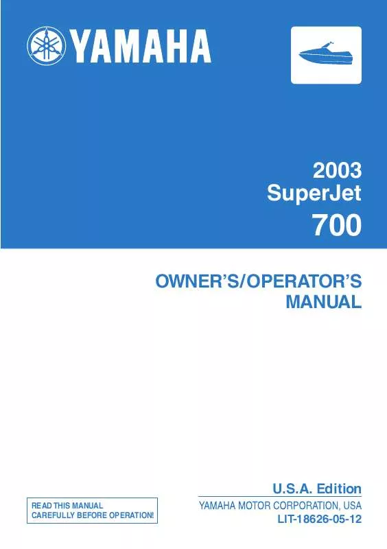 Mode d'emploi YAMAHA SUPERJET-2003