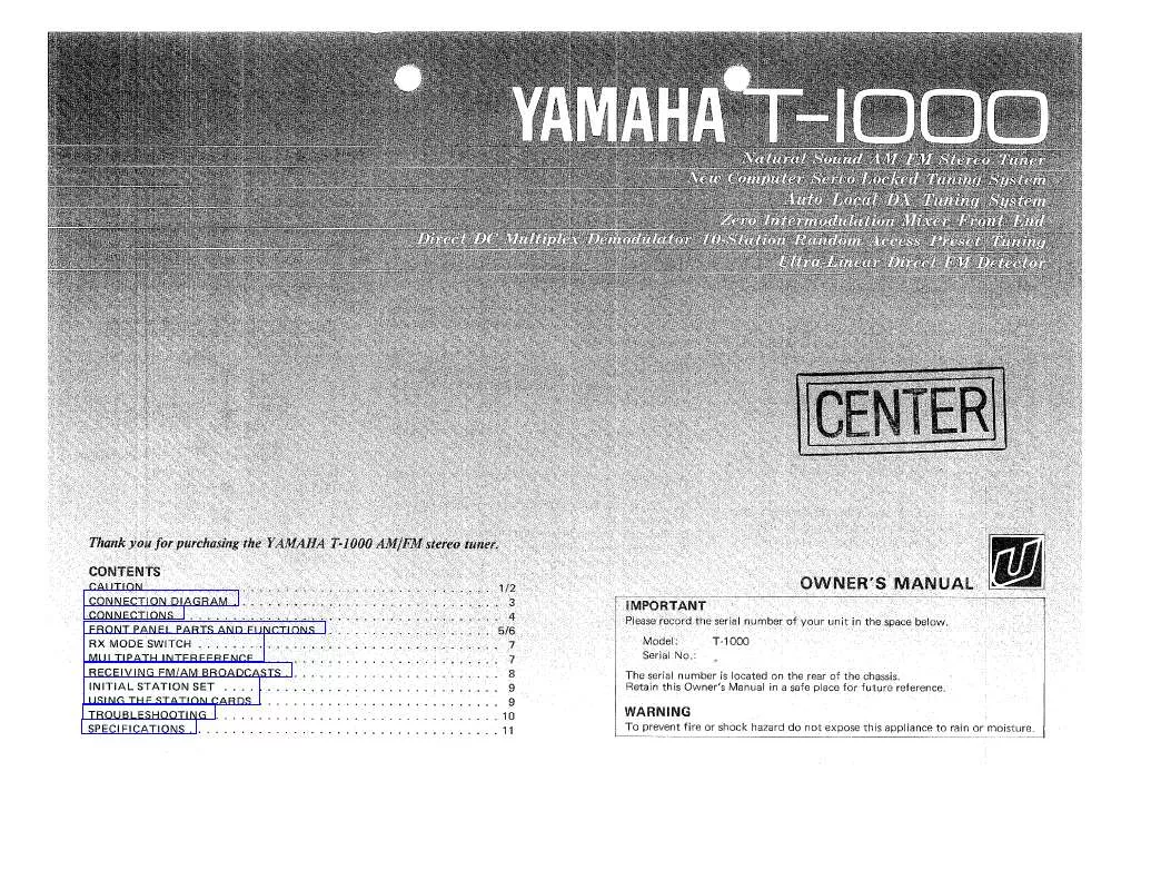 Mode d'emploi YAMAHA T-1000