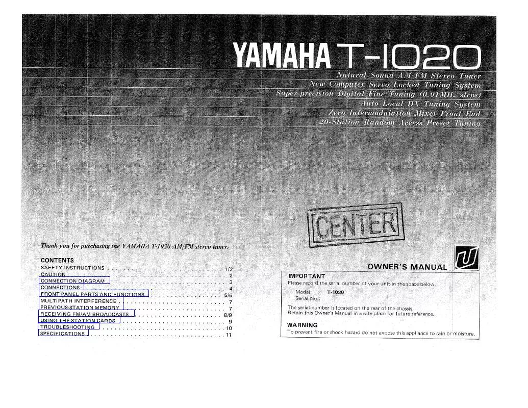 Mode d'emploi YAMAHA T-1020