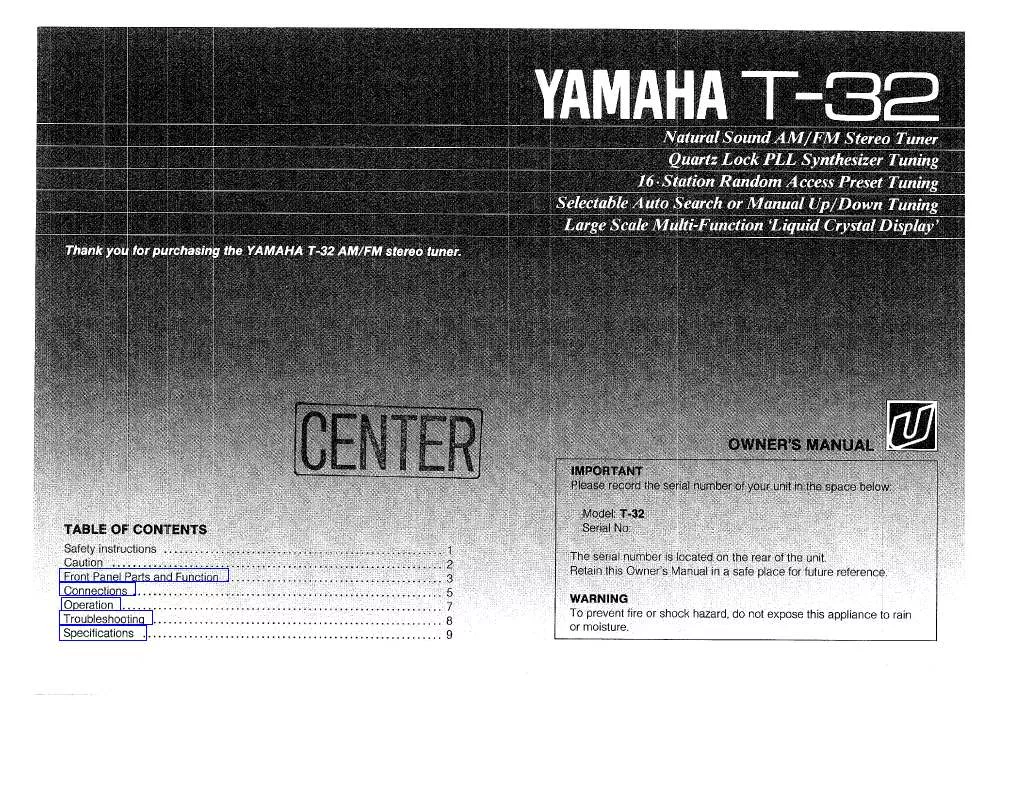 Mode d'emploi YAMAHA T-32