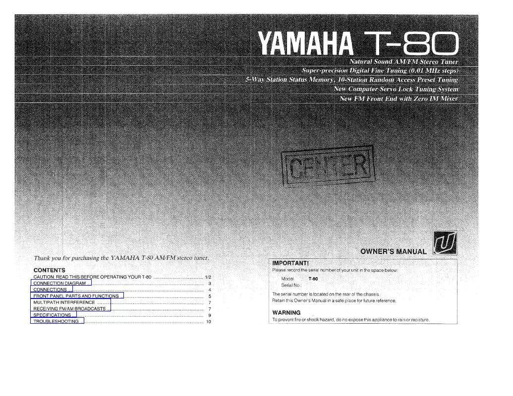 Mode d'emploi YAMAHA T-80