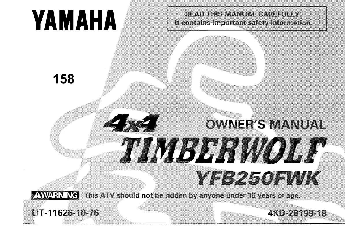 Mode d'emploi YAMAHA TIMBERWOLF 4X4-1998