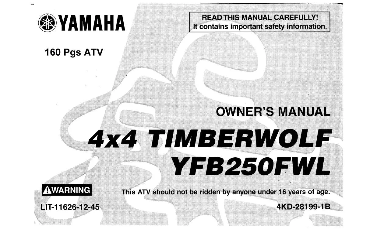 Mode d'emploi YAMAHA TIMBERWOLF 4X4-1999