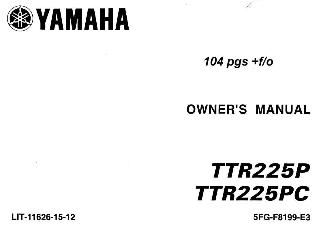 Mode d'emploi YAMAHA TTR225-2002