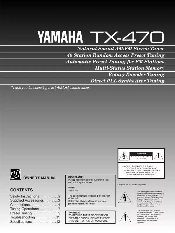 Mode d'emploi YAMAHA TX-470