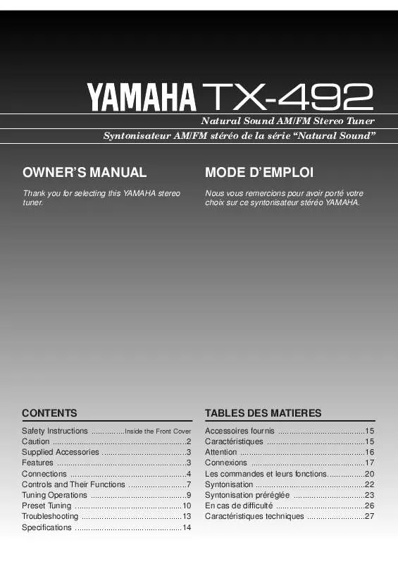 Mode d'emploi YAMAHA TX-492