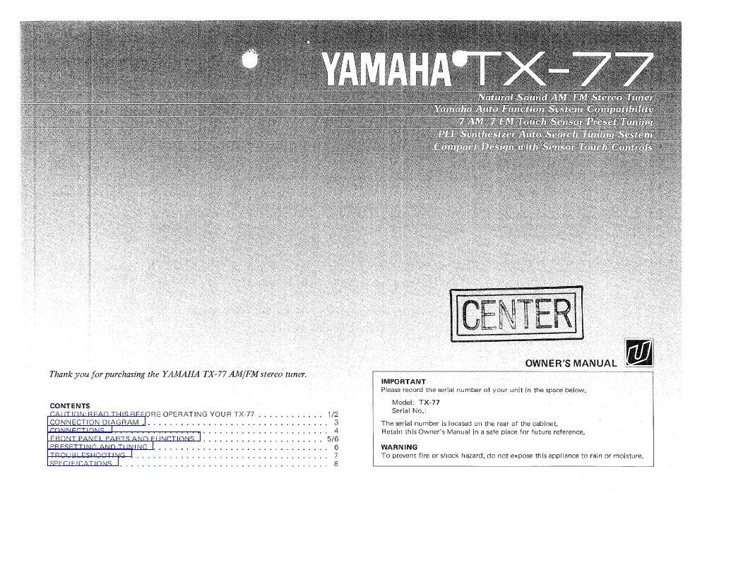 Mode d'emploi YAMAHA TX-77