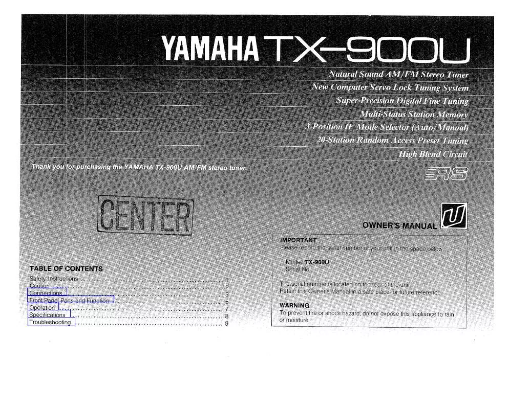 Mode d'emploi YAMAHA TX-900U