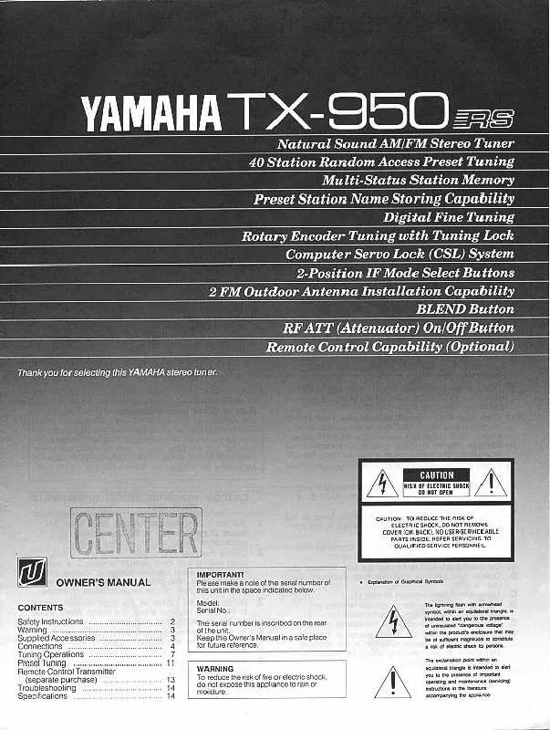Mode d'emploi YAMAHA TX-950