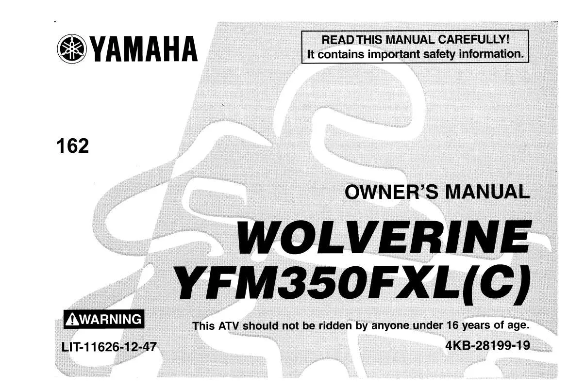 Mode d'emploi YAMAHA WOLVERINE 350 4X4-1999