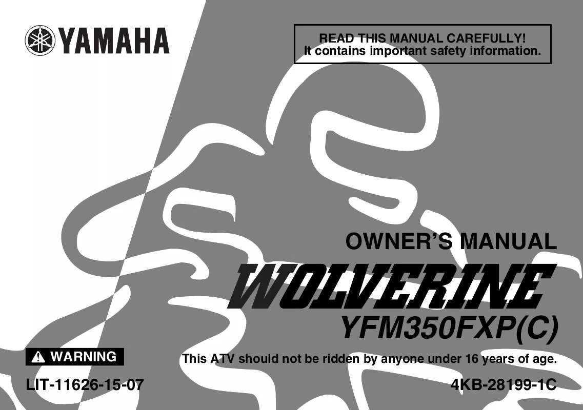 Mode d'emploi YAMAHA WOLVERINE 350 4X4-2002