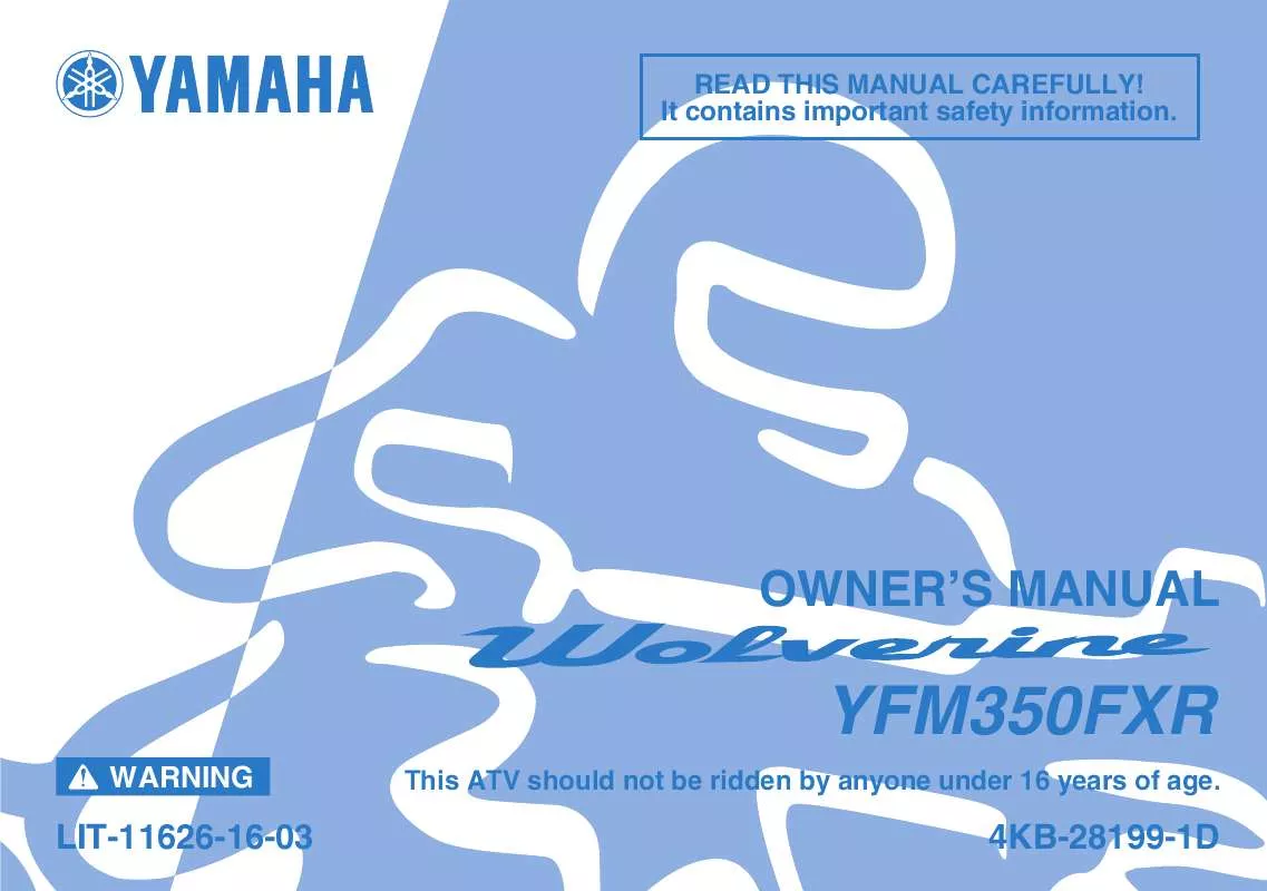 Mode d'emploi YAMAHA WOLVERINE 350 4X4-2003