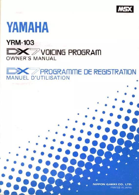 Mode d'emploi YAMAHA YRM-103