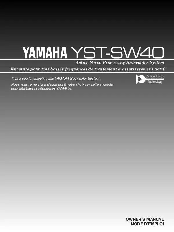 Mode d'emploi YAMAHA YST-SW40