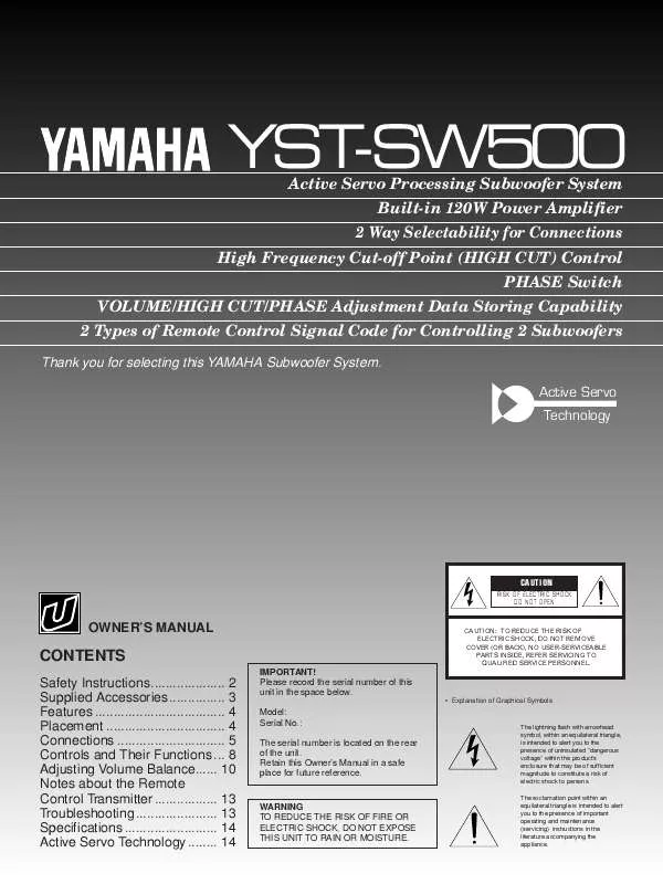 Mode d'emploi YAMAHA YST-SW500