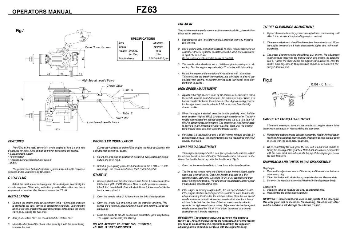 Mode d'emploi YS FZ63
