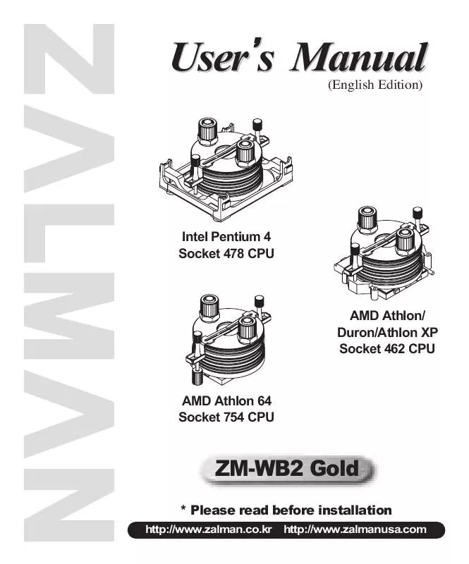 Mode d'emploi ZALMAN ZM-WB2 GOLD