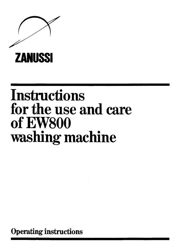 Mode d'emploi ZANUSSI EW800