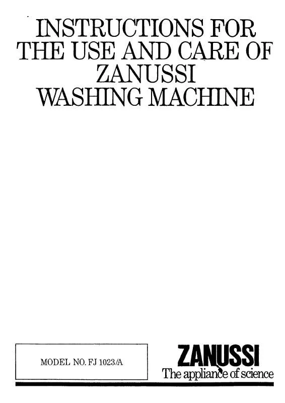 Mode d'emploi ZANUSSI FJ1023/A