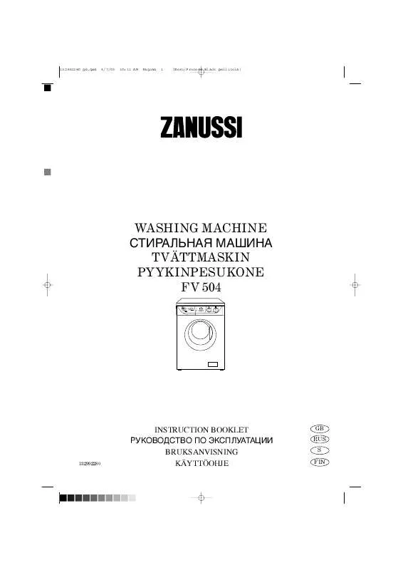 Mode d'emploi ZANUSSI FV504